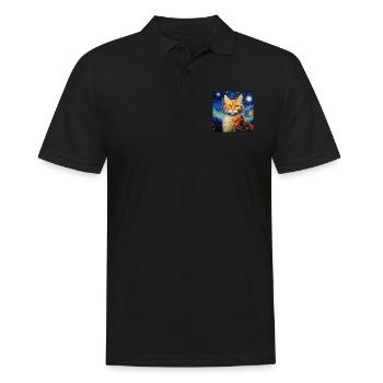 Chat, motif de chat, van gogh, nuit étoilée - Polo Homme - noir - Devant - Kai (181cm)