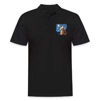 Chat, Motif De Chat, Van Gogh, Nuit Étoilée - Polo Homme - noir - Devant - Kai (181cm)