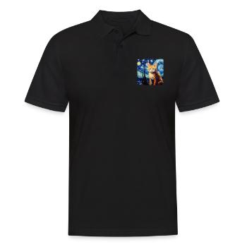 Chat, motif chat, cadeau - Polo Homme - noir - Devant - Kai (181cm)