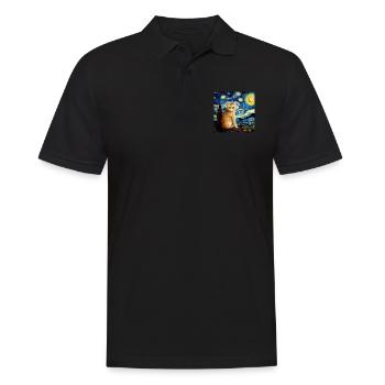 Chat, motif chat, cadeau - Polo Homme - noir - Devant - Kai (181cm)