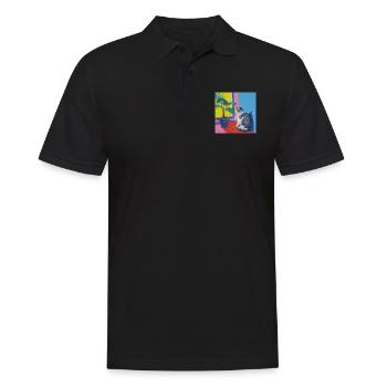 Katze, katzenmotiv, popart, geschenk, geschenkidee - Männer Poloshirt - Schwarz - Vorne - Kai (181cm)
