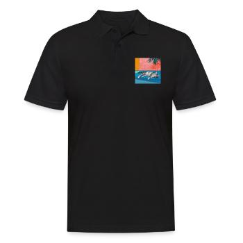Katze, katzenmotiv, popart, geschenk, geschenkidee - Männer Poloshirt - Schwarz - Vorne - Kai (181cm)