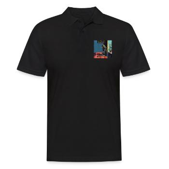 Katze, katzenmotiv, popart, geschenk, geschenkidee - Männer Poloshirt - Schwarz - Vorne - Kai (181cm)
