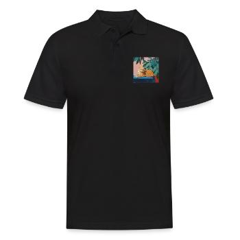 Chat, motif chat, pop art, cadeau, idée cadeau - Polo Homme - noir - Devant - Kai (181cm)