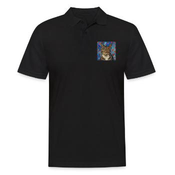 Katze, katzenmotiv, popart, geschenk, geschenkidee - Männer Poloshirt - Schwarz - Vorne - Kai (181cm)