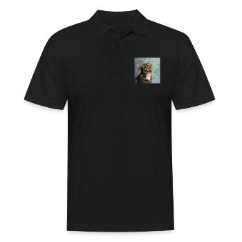Katze, katzenmotiv, popart, geschenk, geschenkidee - Männer Poloshirt - Schwarz - Vorne - Kai (181cm)