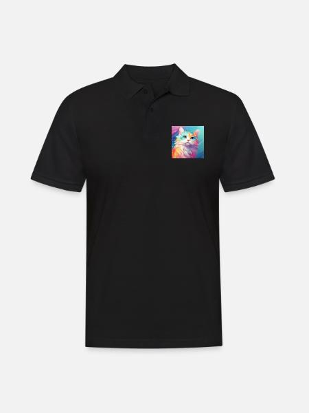 cat, cat motif, anime, gift, gift ideas - Men's Polo Shirt - black