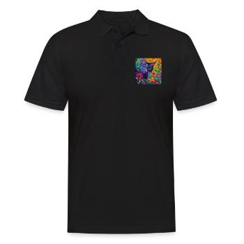 Katze, katzenmotiv, blumen, geschenk, geschenkidee - Männer Poloshirt - Schwarz - Vorne - Kai (181cm)