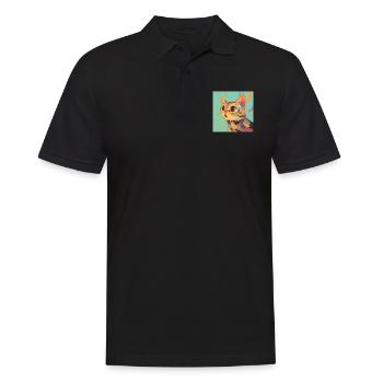 Cat, Cat Motif - Men's Polo Shirt - black - Front - Kai (181cm)