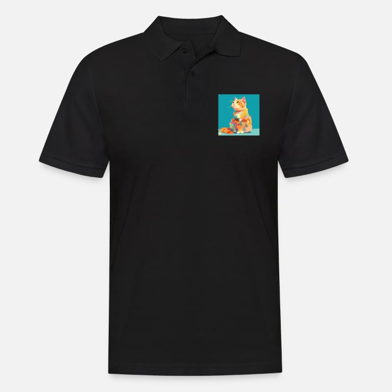 Katze, katzenmotiv - Männer Poloshirt - Schwarz