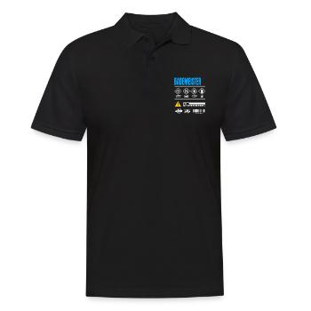 Bademeister Gebrauchsanweisung Warnhinweise - Männer Poloshirt - Schwarz - Vorne - Kai (181cm)