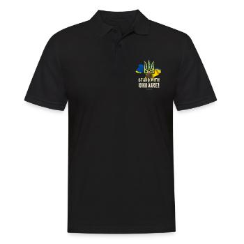 Ukraine Dreizack Selenskyj Stand with Ukraine - Männer Poloshirt - Schwarz - Vorne - Kai (181cm)