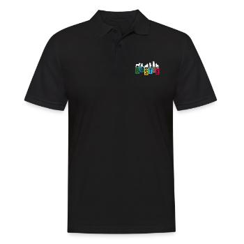 Boston Terrier bunte Buchstaben und Silhouetten - Männer Poloshirt - Schwarz - Vorne - Kai (181cm)