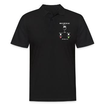 Mein Weinglas ruft an - ich muss los - Spruch - Männer Poloshirt - Schwarz - Vorne - Kai (181cm)