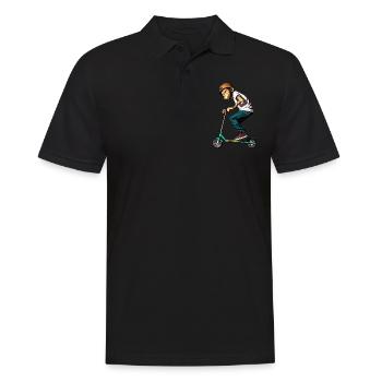 Stunt Scooter Affe macht Tricks - Männer Poloshirt - Schwarz - Vorne - Kai (181cm)