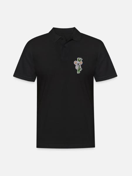 Kawaii Koala mit Bambus – Süßes Sticker Motiv - Männer Poloshirt - Schwarz
