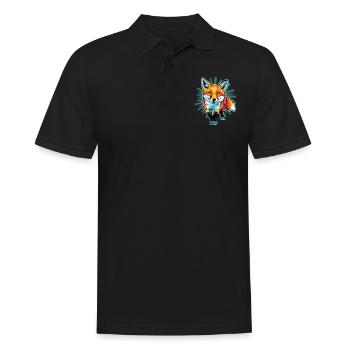 Fuchs - Illustration - Männer Poloshirt - Schwarz - Vorne - Kai (181cm)
