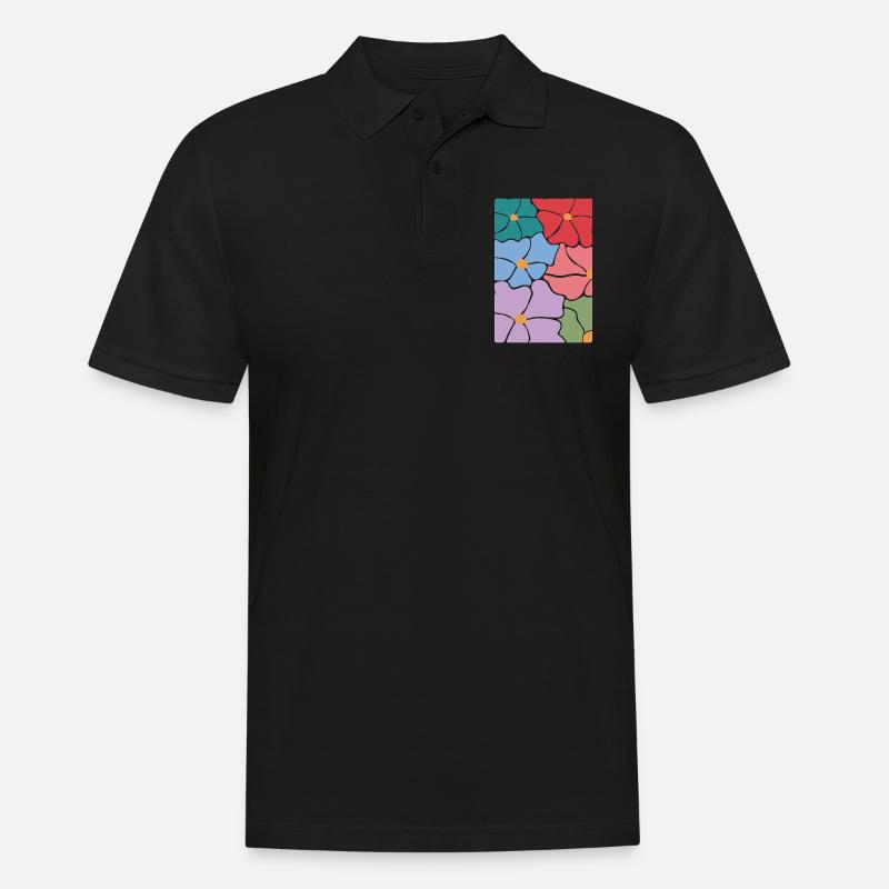 Boho Flora Flowers - Men's Polo Shirt - black