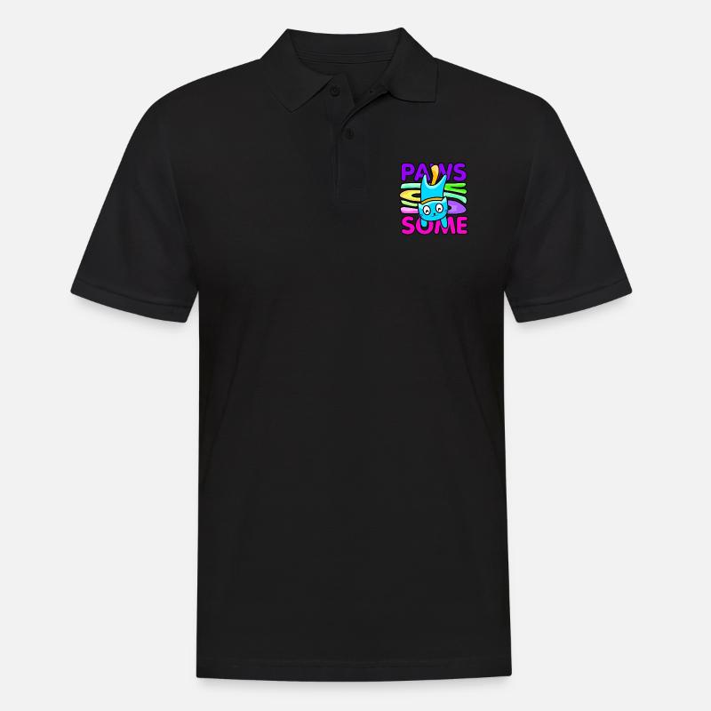 Chat mignon coloré - Polo Homme - noir