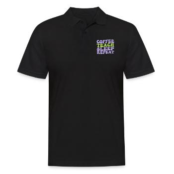 coffee teach sleep repeat nice and cute idea gift - Männer Poloshirt - Schwarz - Vorne - Kai (181cm)