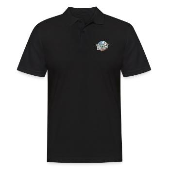 Flat Earth Society - Männer Poloshirt - Schwarz - Vorne - Kai (181cm)