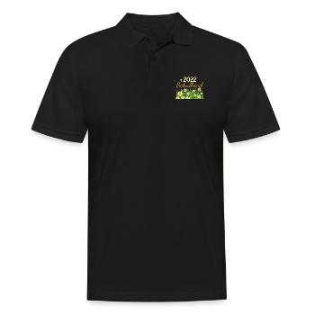 Schulkind 2022 - Einschulung - Blumen - Männer Poloshirt - Schwarz - Vorne - Kai (181cm)