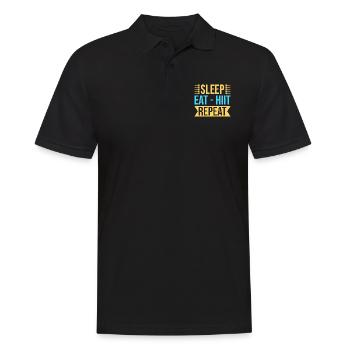 Fitness Fanatics Sleep Eat Hiit Repeat - Männer Poloshirt - Schwarz - Vorne - Kai (181cm)