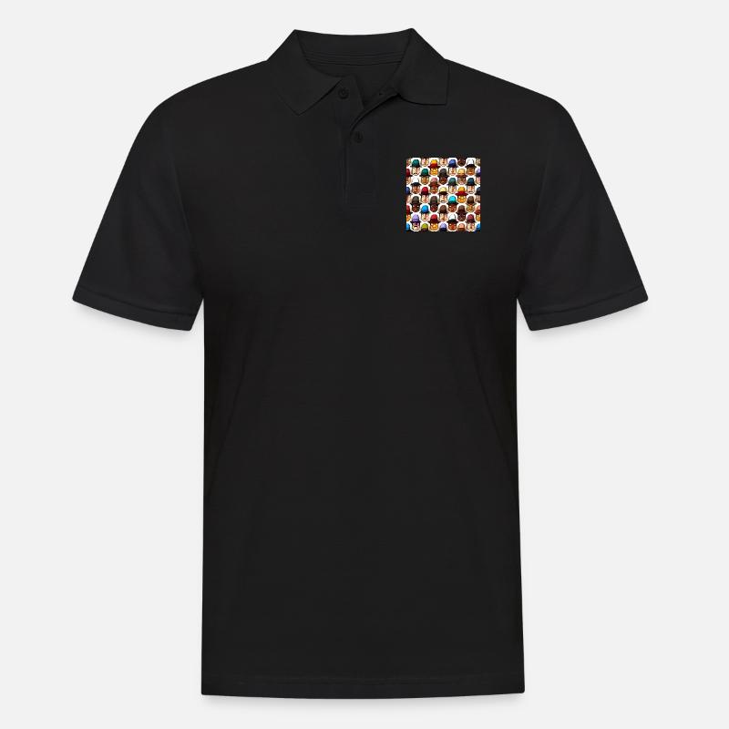 Face In Hat Pattern - Men's Polo Shirt - black