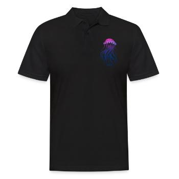 Float on, Qualle mit Tentakeln, Meeresbewohner - Männer Poloshirt - Schwarz - Vorne - Kai (181cm)