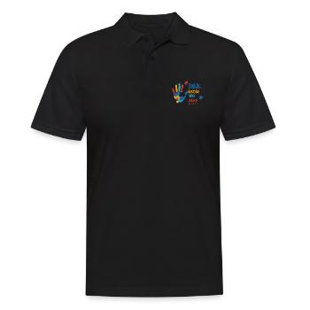 NACH DENKEN VOR URTEILEN HAND PUZZLE MOTIVE SPRUCH - Männer Poloshirt - Schwarz - Vorne - Kai (181cm)