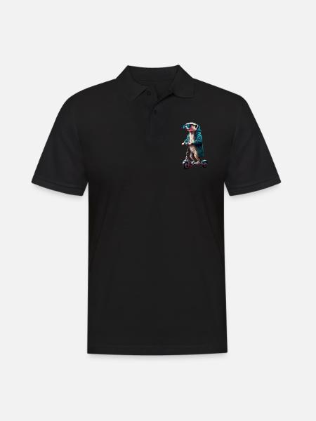 Escooting Erdmännchen Escooter Elektroroller - Männer Poloshirt - Schwarz