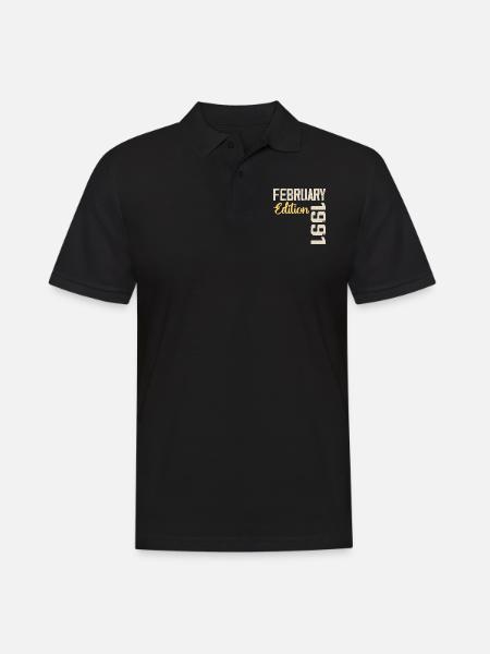 Februari 1991 Verjaardag Februari 1991 Retro - Mannen poloshirt - zwart