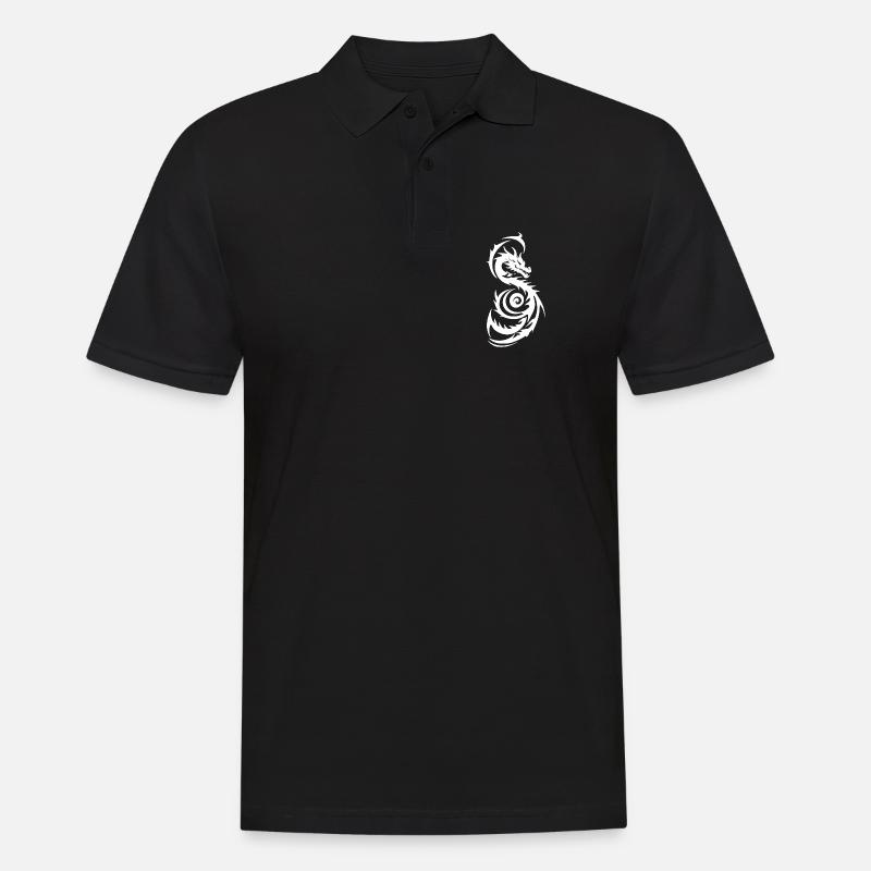 Vit stamfantasidrake - Pikétröja herr - svart