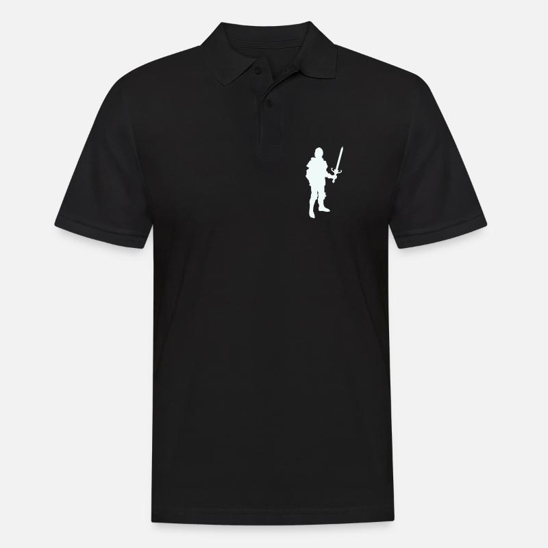 Ritterheld Silhouette mit Langschwert - Männer Poloshirt - Schwarz