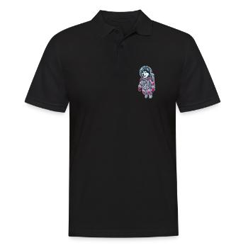 Chien Husky Sibérien Astronaute Espace Rose - Polo Homme - noir - Devant - Kai (181cm)