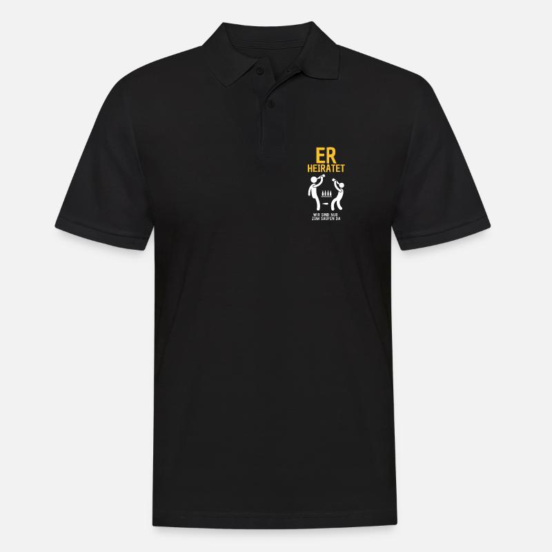 Er Heiratet Bierfeier Satire Junggesellenabschied  - Männer Poloshirt - Schwarz