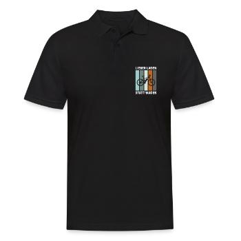 E-Biker Lustiger Spruch Lieber Laden Statt Waden - Männer Poloshirt - Schwarz - Vorne - Kai (181cm)