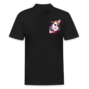 Einhorn mit Lesben Flagge Herz - LGBTQ Lesben - Männer Poloshirt - Schwarz - Vorne - Kai (181cm)