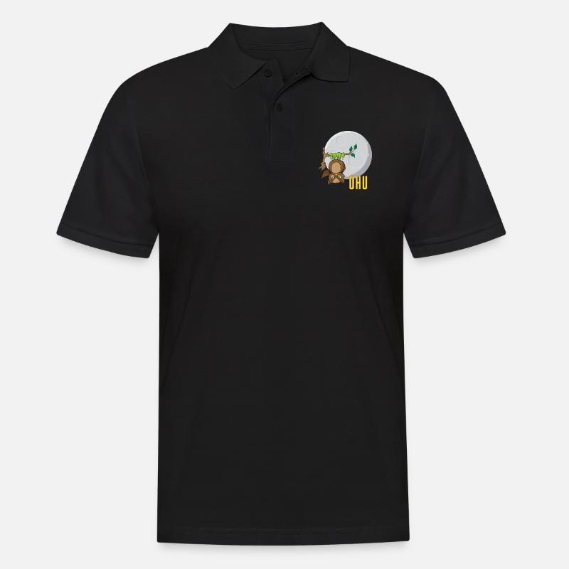 Eule vor Mond - Männer Poloshirt - Schwarz