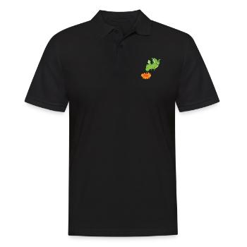 Drache spuckt Feuer Fabelwesen Märchen - Männer Poloshirt - Schwarz - Vorne - Kai (181cm)