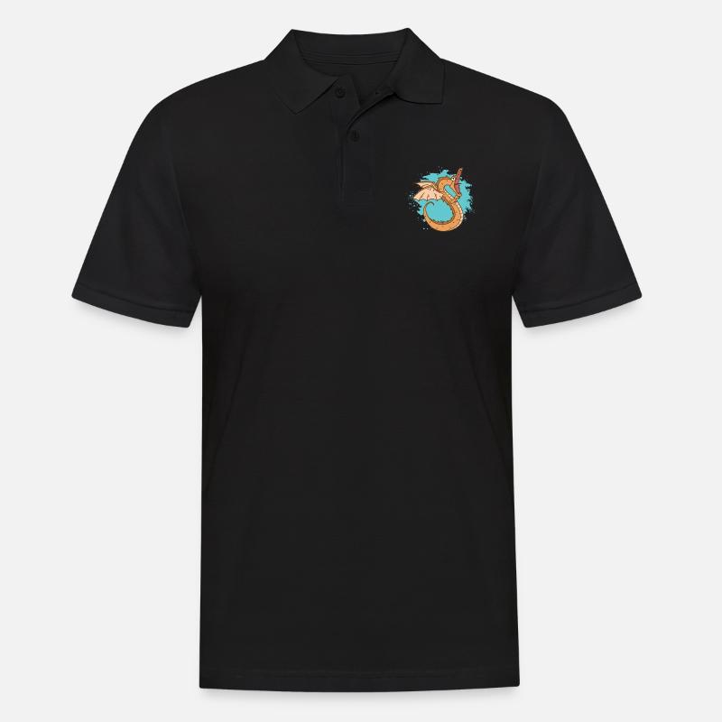 Serpent dragon à bouche ouverte - Polo Homme - noir