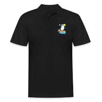 Pinguin surft am Strand Antarktis Vogel - Männer Poloshirt - Schwarz - Vorne - Kai (181cm)