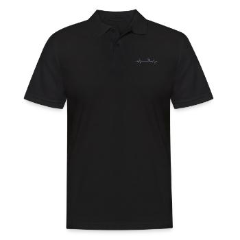 Ligne de battement de cœur avec figurine de bâton Aïkido - Polo Homme - noir - Devant - Kai (181cm)
