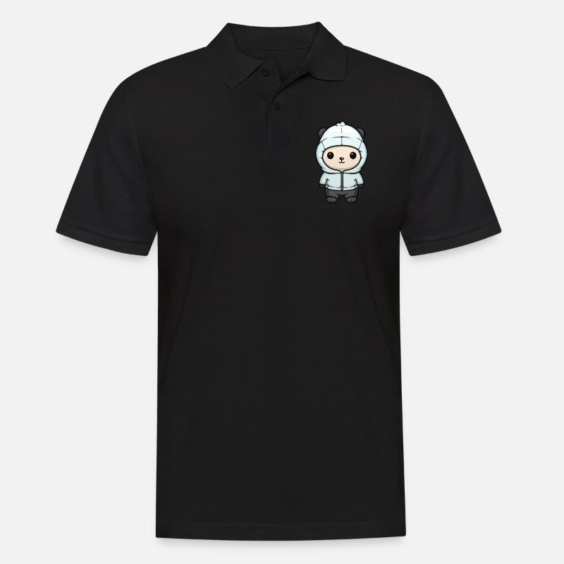 Eisbär Winter Bär Comic Niedlich - Männer Poloshirt - Schwarz