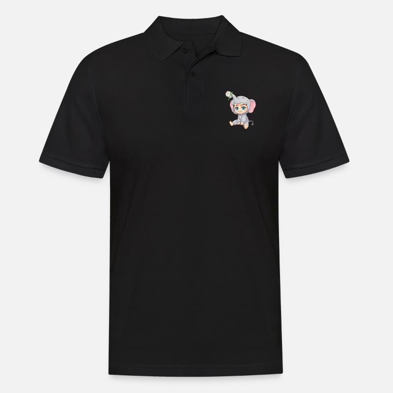 MOSBIES Elefant Blume Chibi Cosplay Geschenk - Männer Poloshirt - Schwarz