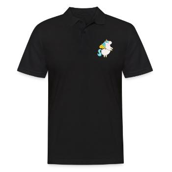 Fliegendes Comic Einhorn - Männer Poloshirt - Schwarz - Vorne - Kai (181cm)