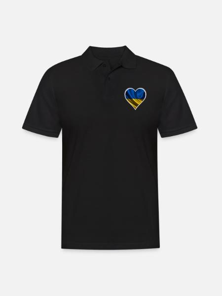 Ukraine heart design - Men's Polo Shirt - black
