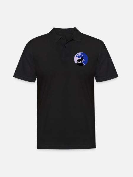 wolf and full moon - Men's Polo Shirt - black