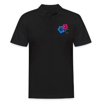 T-shirt avec hibiscus bleu et rose de marque L&N - Polo Homme - noir - Devant - Kai (181cm)