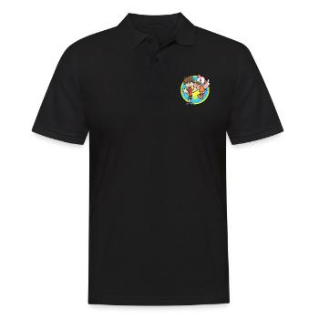 Flamingo und Kinderkarikatur - Männer Poloshirt - Schwarz - Vorne - Kai (181cm)